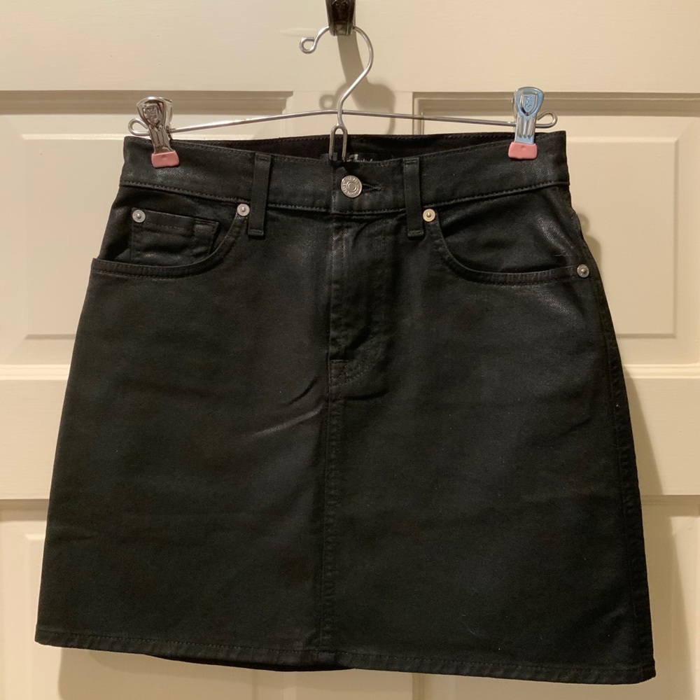 7 for all mankind coated black miniskirt